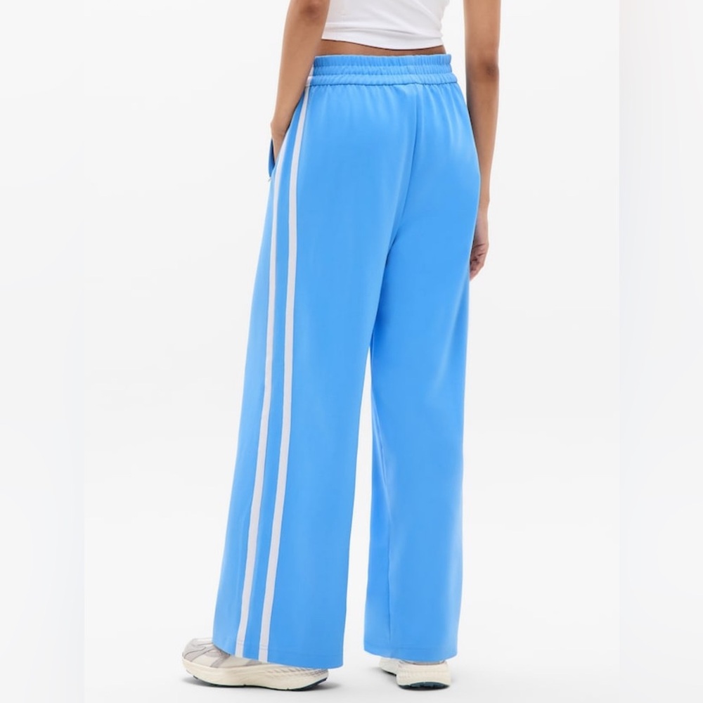 NWT Athleta Tempo Wide Leg Cornflower/White Track Pant Sz M (#767520) - Picture 3 of 8